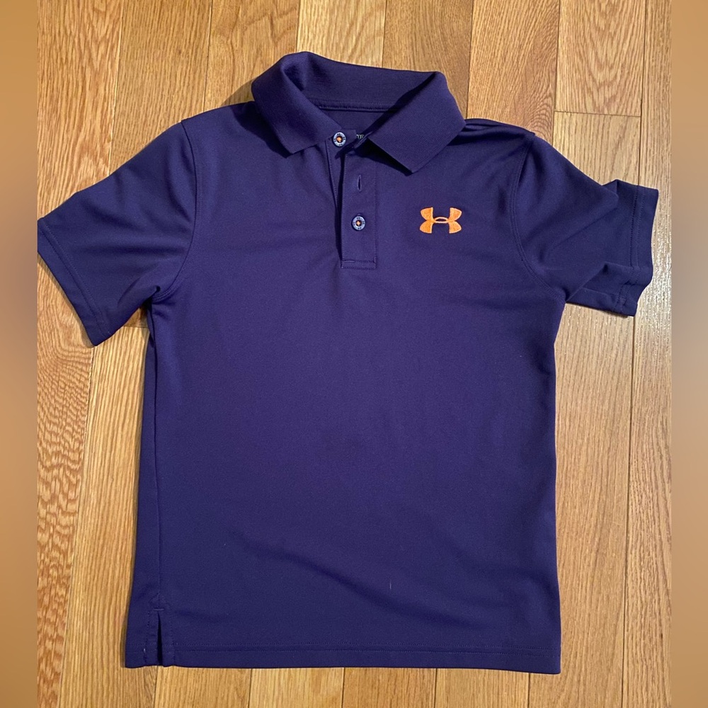 Under Armour Boys Purple Polo shirt with Orange Logo